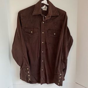 Cinch men’s brown pearl snap button up shirt size XS